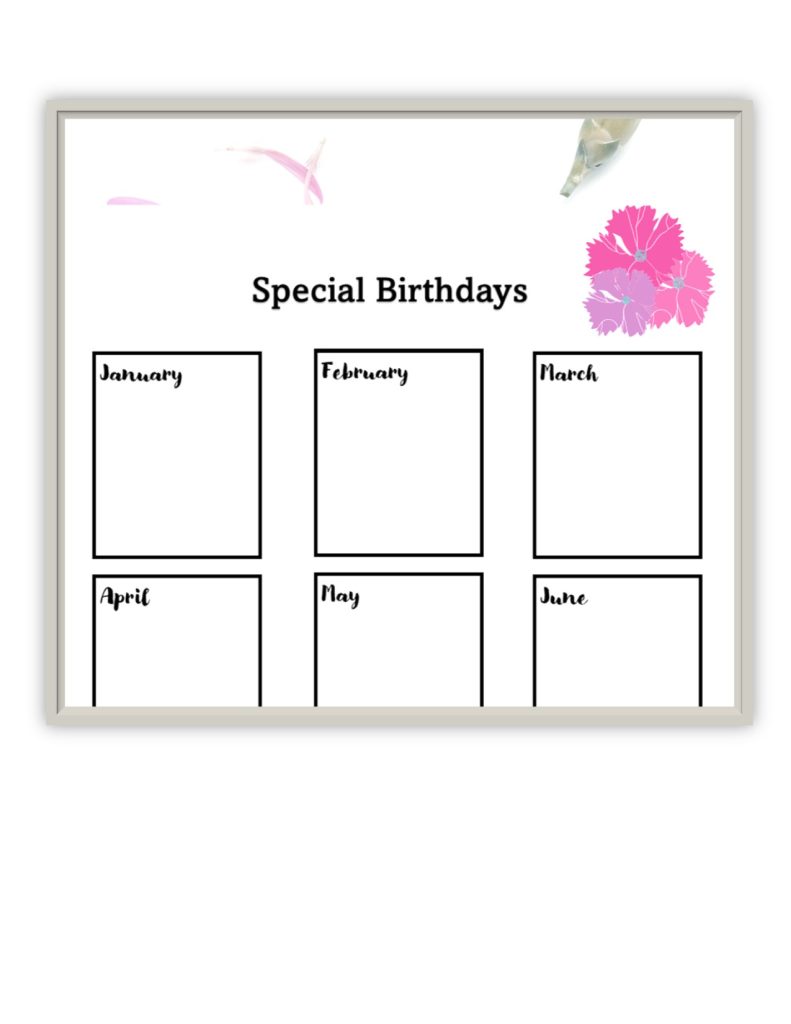 birthday calendar printable